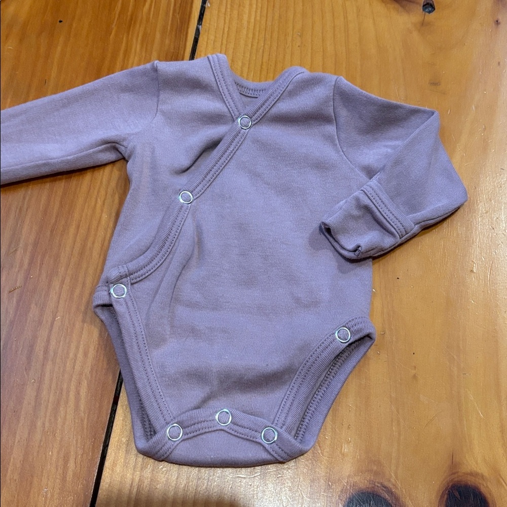 L'OVED BABY Preemie Newborn Mauve Organic Wrap Bodysuit Long Sleeve